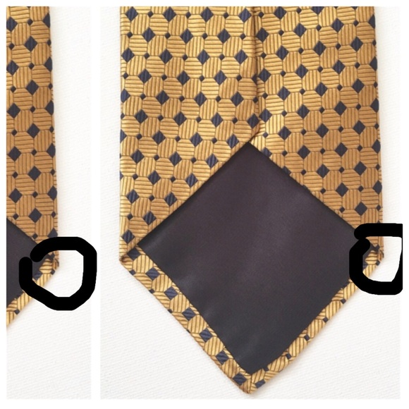 PRE-OWNED J. CREW Patterned Silk Men’s Tie, Gold/ Blue - Picture 7 of 8